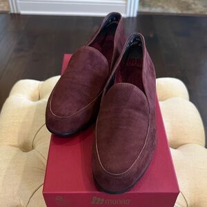 Munro Men's Burgundy Suede Slip-Ons